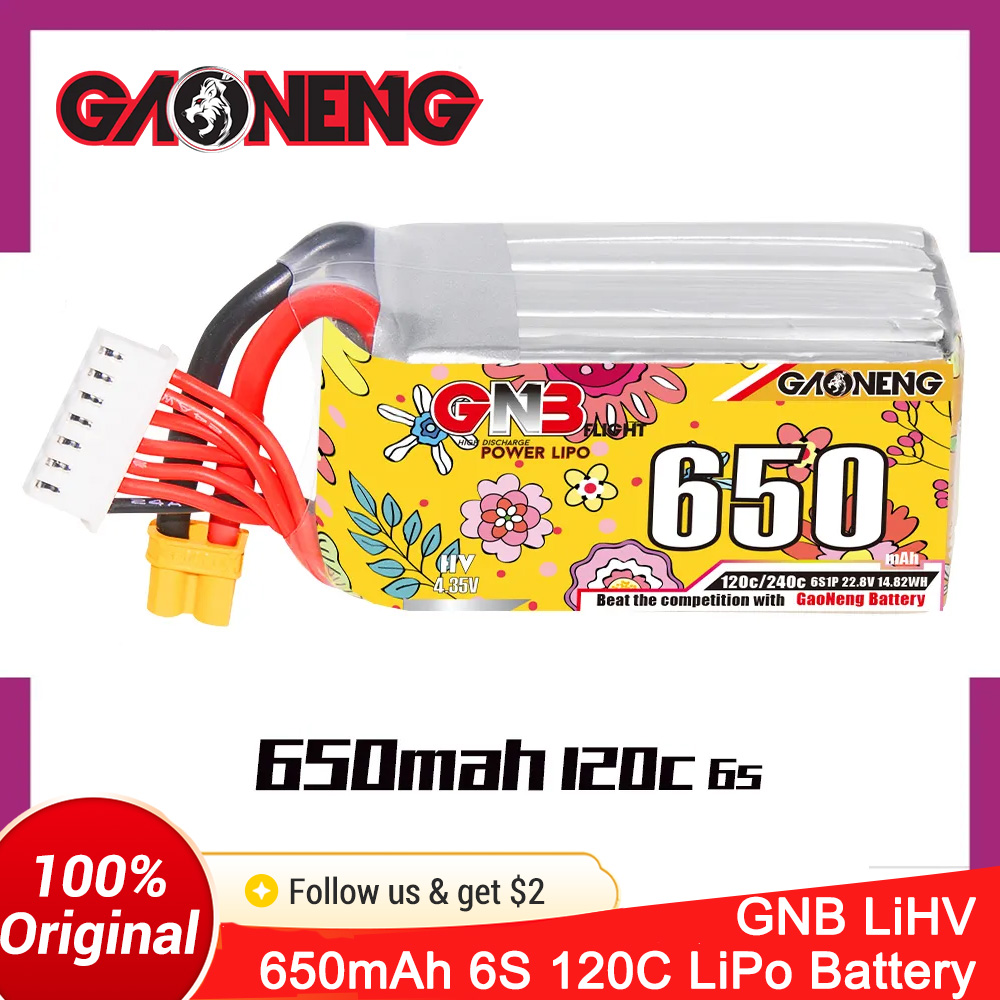 Drone Battery 6S - GAONENG 6S 650mAh LiHV 22,8V 120C
