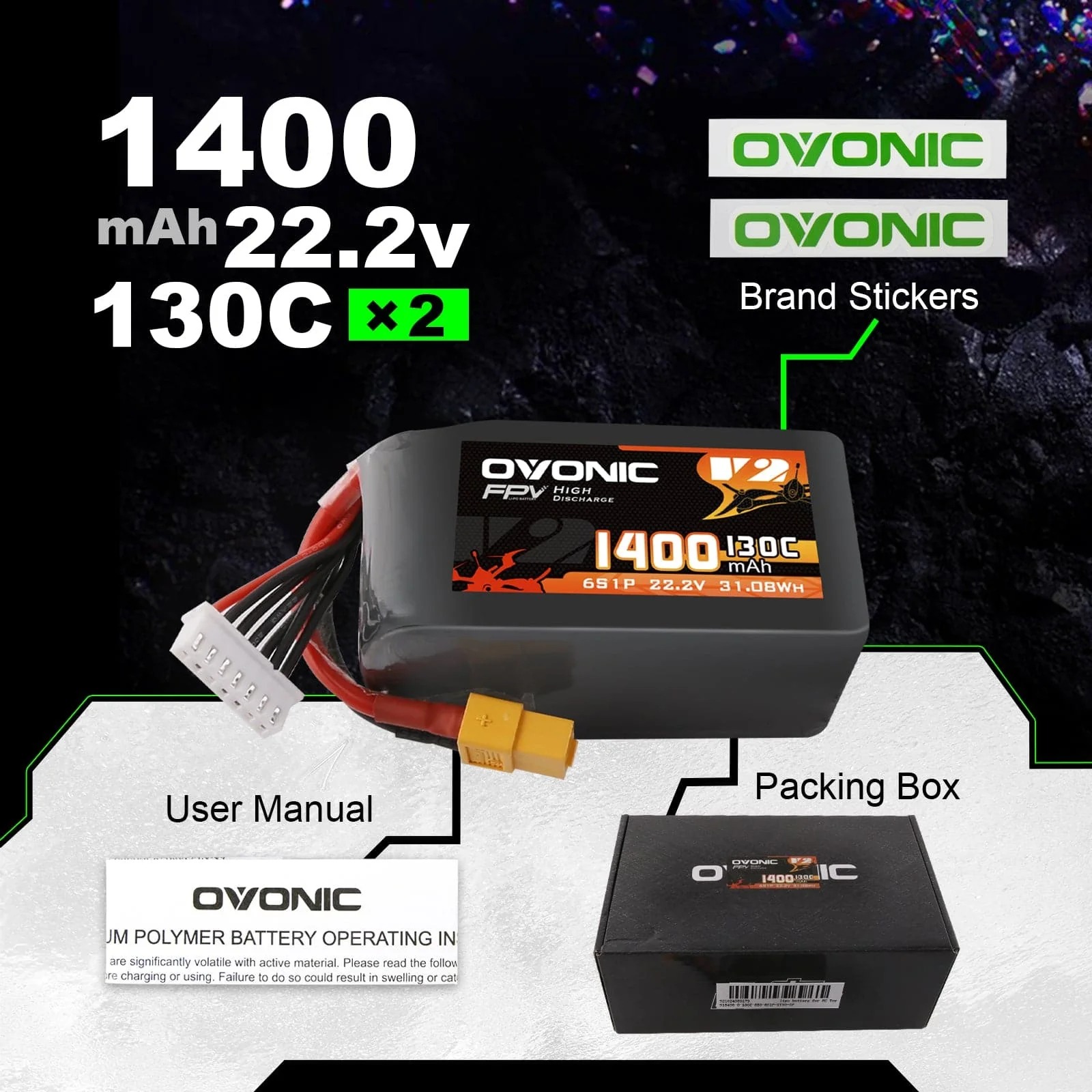 Ovonic 6S 1400mAh 130C LiPo Ak – Drone Battery Bag Bewertung und Preis